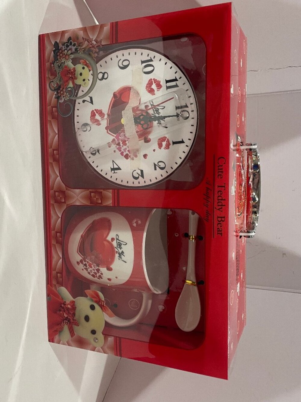 NOB Everbright Happiness Forever Love You Gift Set Clock, Mug & Spoon Birthday
